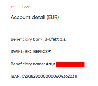Fund account BitEffect by bank transfer